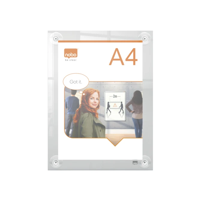Infobord Nobo Premium Plus A4 acryl wand verplaatsbaar