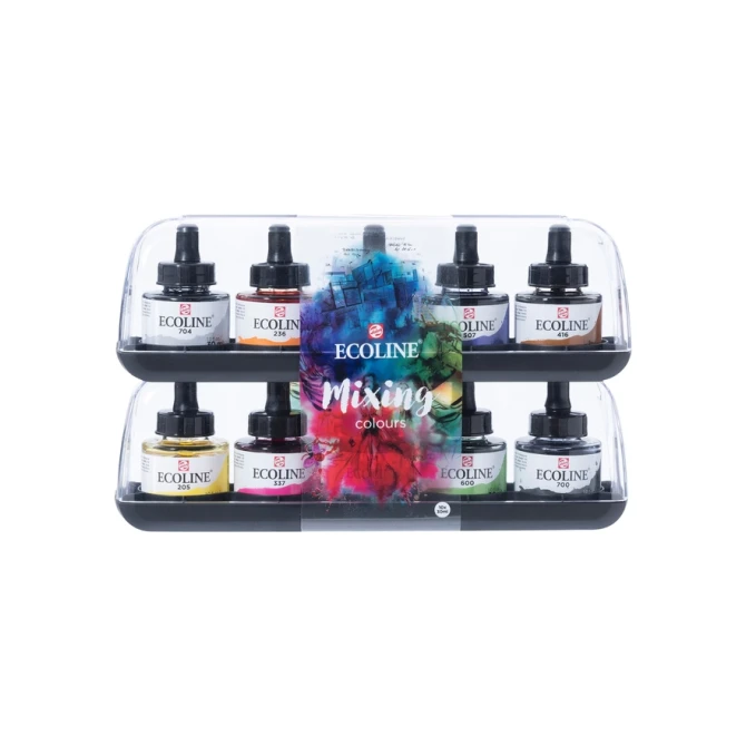 Inkt Talens Ecoline met pipet additional set à 10 ass
