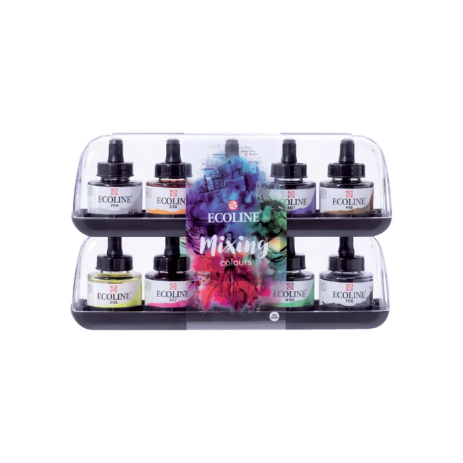 Inkt Talens Ecoline met pipet additional set à 10 ass