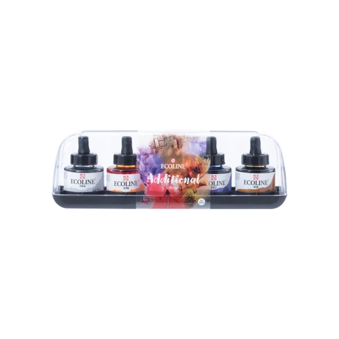Inkt Talens Ecoline met pipet additional set à 5 ass