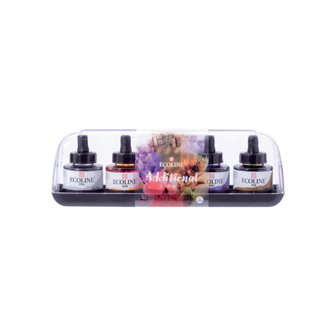 Inkt Talens Ecoline met pipet additional set à 5 ass