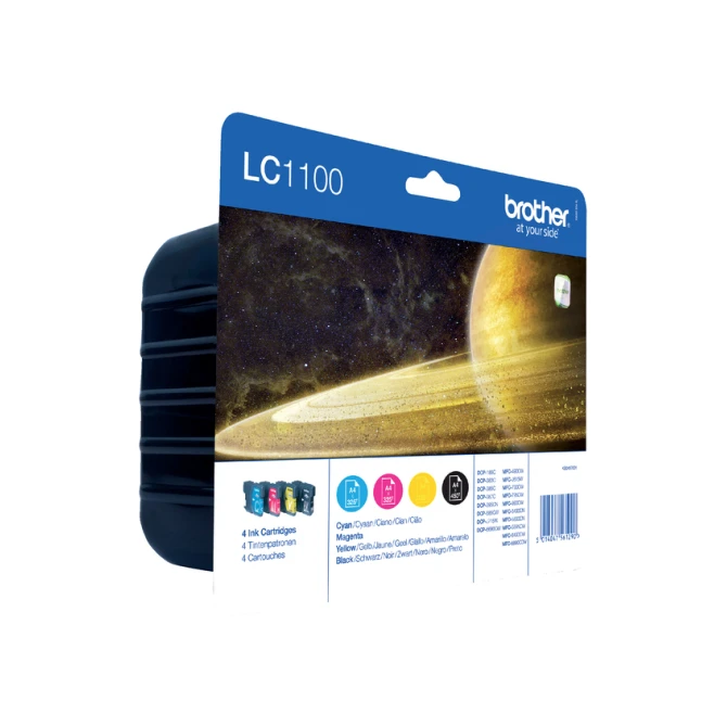 Inktcartridge Brother LC-1100VALBP zwart + 3 kleuren