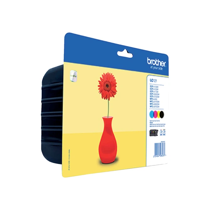 Inktcartridge Brother LC-121VALBP zwart + 3 kleuren Inktcartridge Brother LC-121VALBP zwart + 3 kleuren