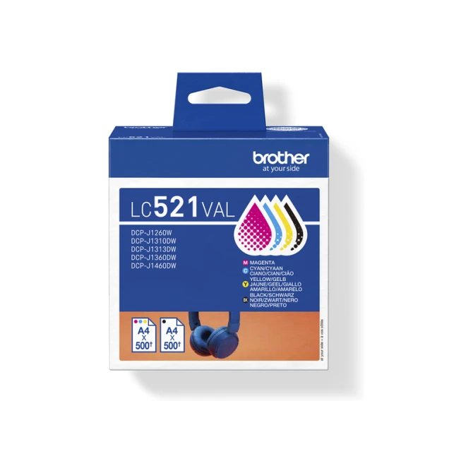 Inktcartridge Brother LC-521 zwart + 3 kleuren
