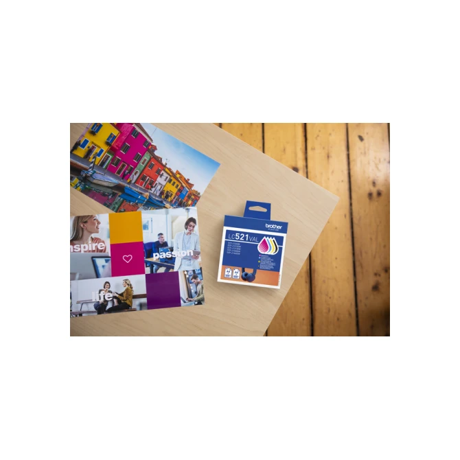 Inktcartridge Brother LC-521 zwart + 3 kleuren