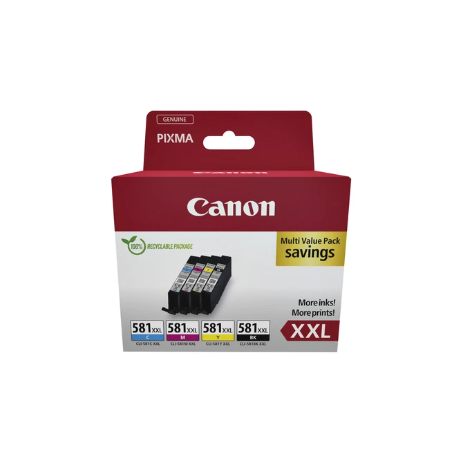 Inktcartridge Canon CLI-581XXL zwart + 3 kleuren