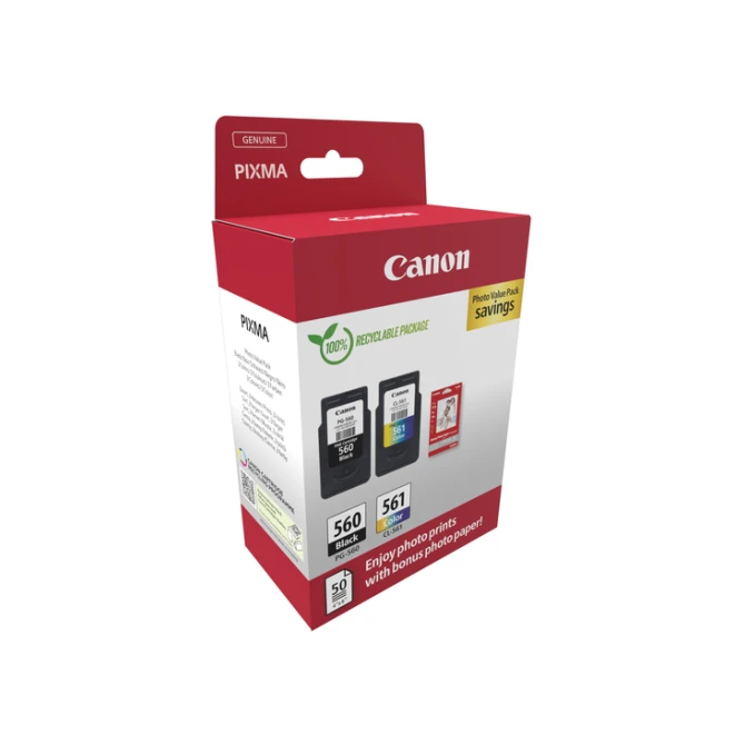 Inktcartridge Canon PG-560 CL-561 zw + kl + papier