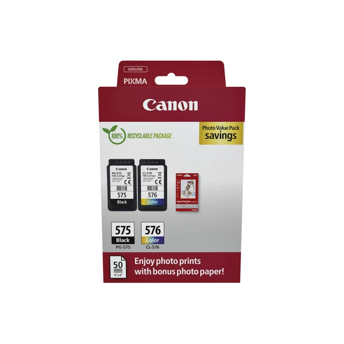 Inktcartridge Canon PG-575 CL-576 zw + kl + papier