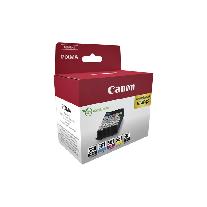 Inktcartridge Canon PGI-580 + CLI-581 2x zwart + 3 kleuren