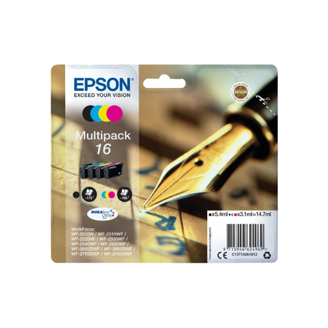 Inktcartridge Epson 16 T1626 zwart + 3 kleuren