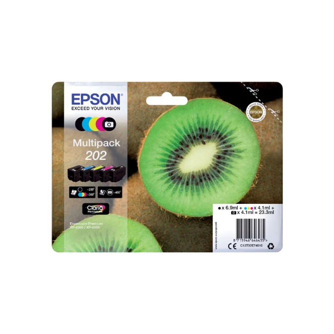 Inktcartridge Epson 202 T02E74 zwart + 3 kleuren + foto zwart