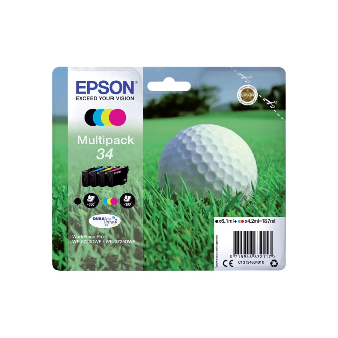 Inktcartridge Epson 34 T3466 zwart + 3 kleuren Inktcartridge Epson 34 T3466 zwart + 3 kleuren