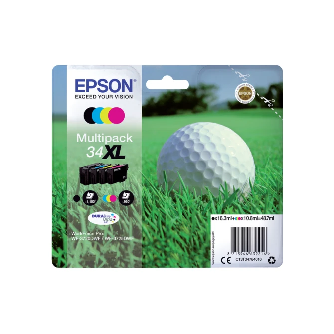 Inktcartridge Epson 34XL T3476 zwart + 3 kleuren