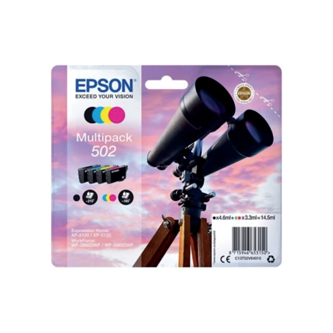 Inktcartridge Epson 502 T02V6 zwart + 3 kleuren
