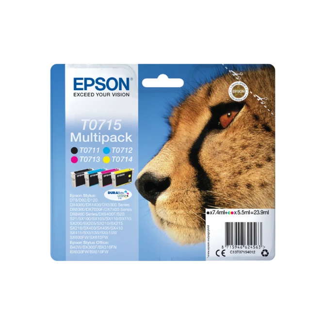 Inktcartridge Epson T0715 zwart + 3 kleuren