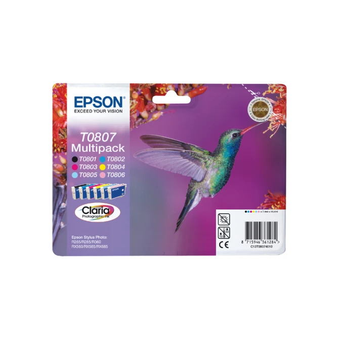 Inktcartridge Epson T0807 zwart + 5 kleuren