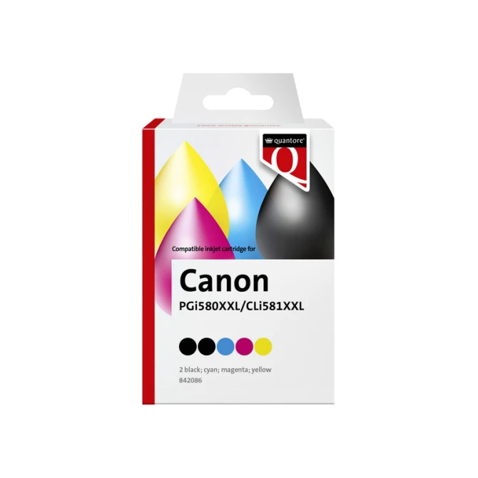 Inktcartridge Quantore alternatief tbv Canon PGI-580XXL CLI-581XXL 2x zwart + 3 kleuren