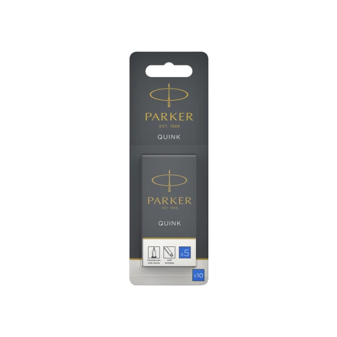 Inktpatroon Parker Quink uitwasbaar blauw blister à 10 stuks