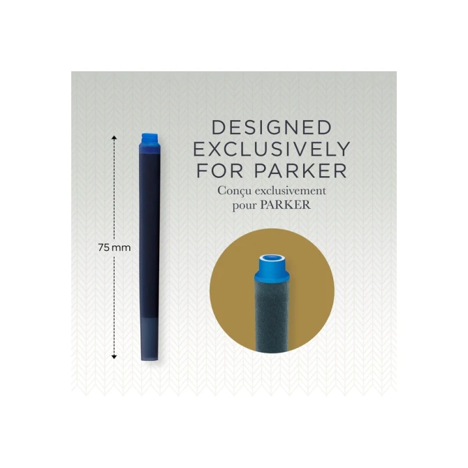 Inktpatroon Parker Quink uitwasbaar blauw blister à 5 stuks