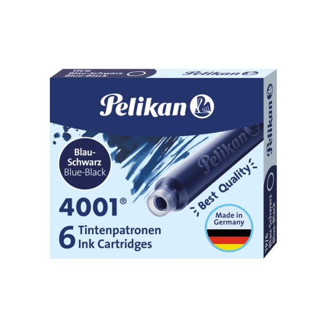 Inktpatroon Pelikan 4001 blauw/zwart 6 stuks