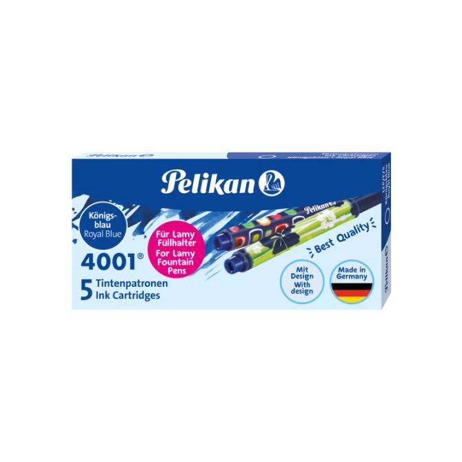 Inktpatroon Pelikan 4001 voor Lamy vulpen blauw doosje à 5 stuks