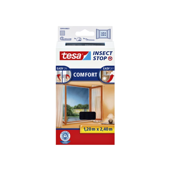 Insectenhor tesa® Insect Stop COMFORT buitendraaiende ramen 1,2x2,4m zwart