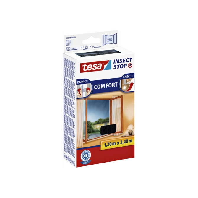 Insectenhor tesa® Insect Stop COMFORT buitendraaiende ramen 1,2x2,4m zwart