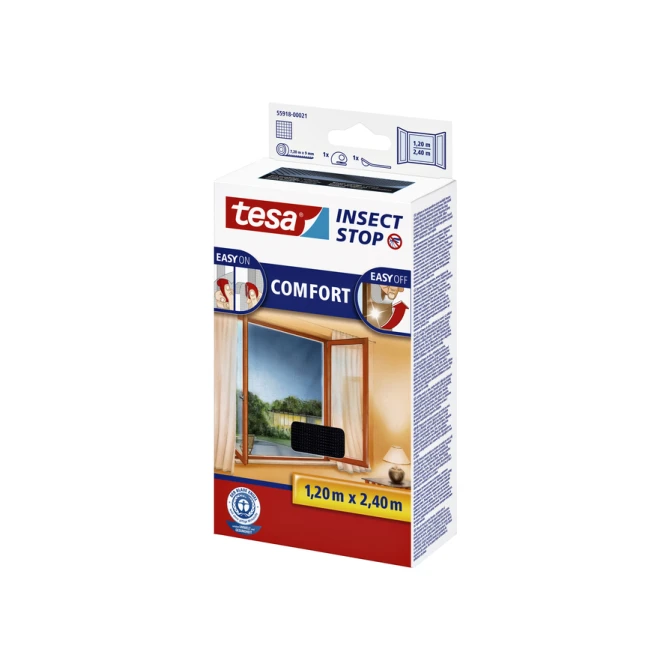 Insectenhor tesa® Insect Stop COMFORT buitendraaiende ramen 1,2x2,4m zwart