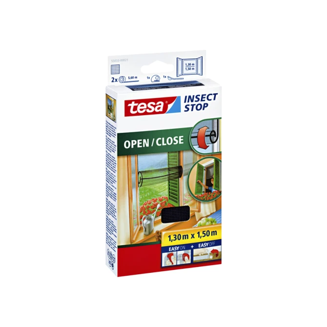 Insectenhor tesa® Insect Stop OPEN/CLOSE raam 1,3x1,5m zwart