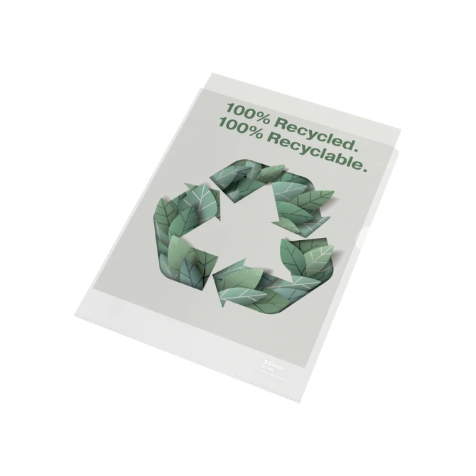 Insteekmap L-model Esselte A4 100% gerecycled 0.10mm transparant 100 stuks