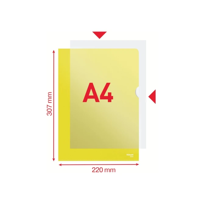 Insteekmap L-model Esselte standaard A4 0.11mm PP geel 100 stuks
