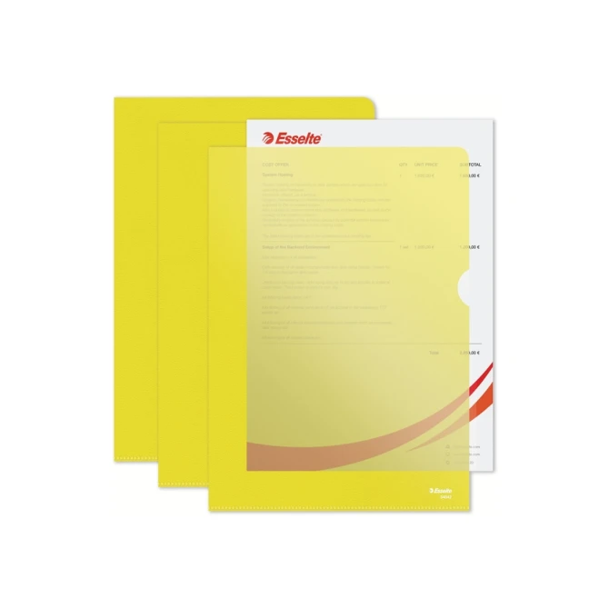 Insteekmap L-model Esselte standaard A4 0.11mm PP geel 100 stuks