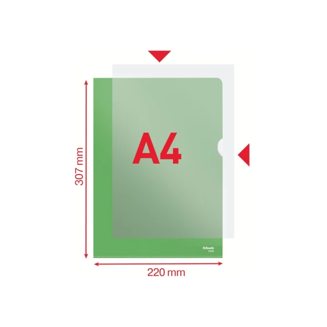 Insteekmap L-model Esselte standaard A4 0.11mm PP groen 100 stuks