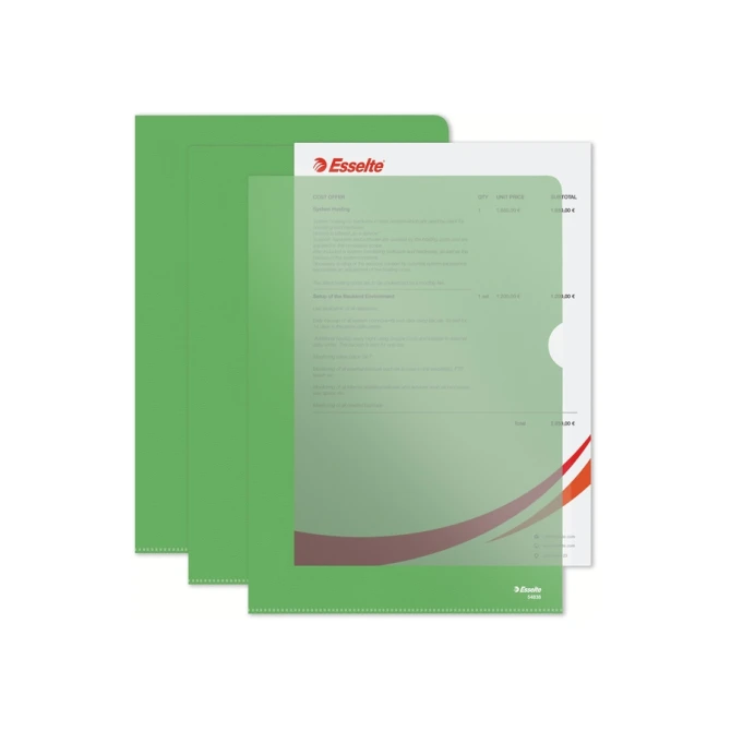 Insteekmap L-model Esselte standaard A4 0.11mm PP groen 100 stuks