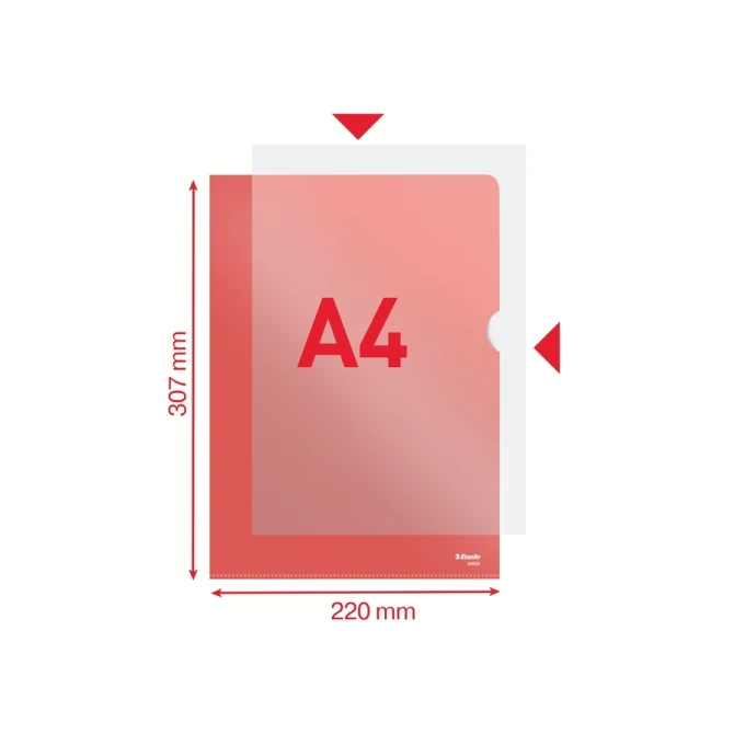 Insteekmap L-model Esselte standaard A4 0.11mm PP rood 100 stuks