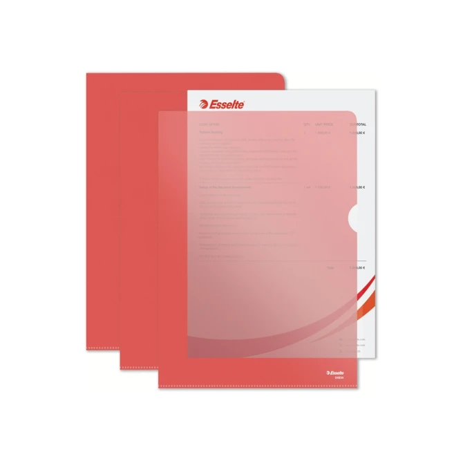 Insteekmap L-model Esselte standaard A4 0.11mm PP rood 100 stuks