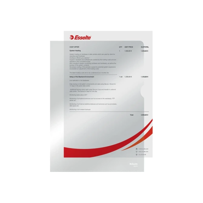 Insteekmap L-model Esselte standaard copy safe 0.11mm PP  A4 transparant 10 stuks