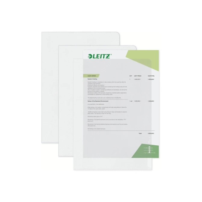 Insteekmap L-model Leitz Premium 0.13mm PP A4 transparant 100 stuks