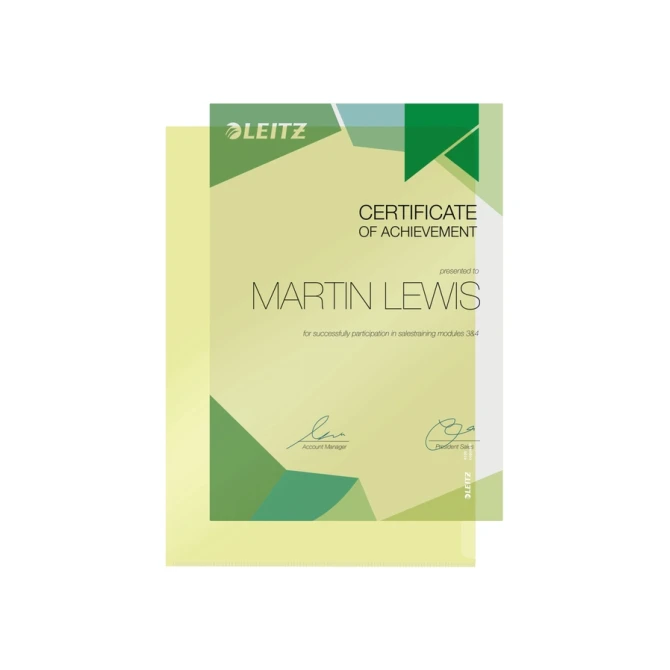 Insteekmap L-model Leitz Premium copy safe 0.15mm PVC A4 geel 100 stuks