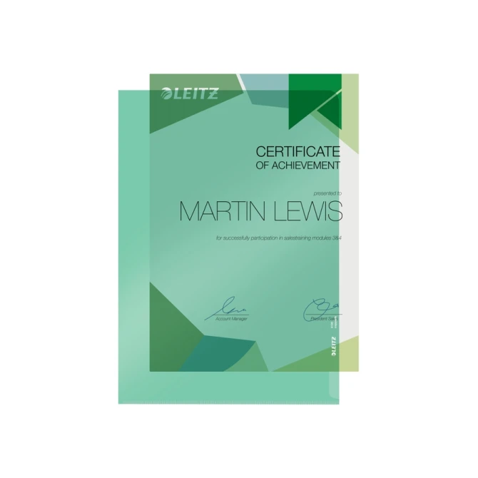 Insteekmap L-model Leitz Premium copy safe 0.15mm PVC A4 groen 100 stuks