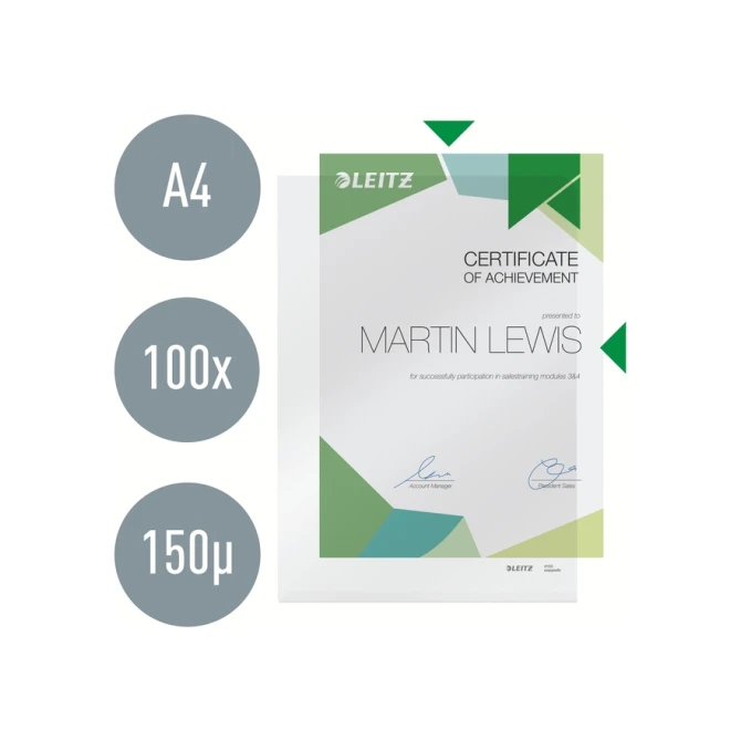 Insteekmap L-model Leitz Premium copy safe 0.15mm PVC A4 transparant 100 stuks