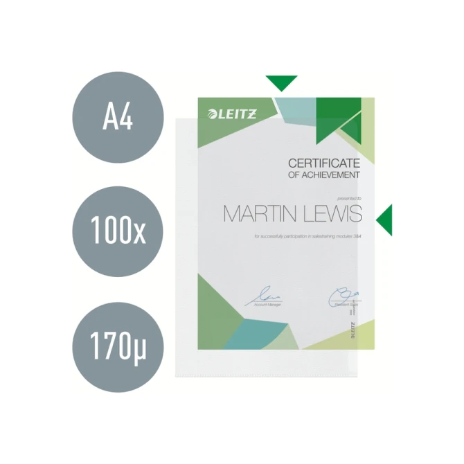 Insteekmap L-model Leitz Premium copy safe 0.17mm PP A4 transparant 100 stuks