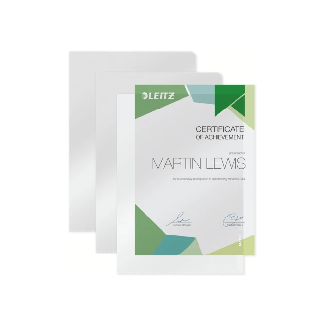 Insteekmap L-model Leitz Premium lasnaad copy safe 0.15mm PVC A4 transparant 100 stuks