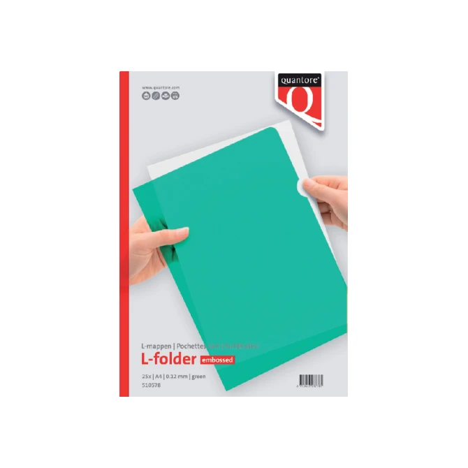 Insteekmap L-model Quantore A4 PP 0.12mm groen 25 stuks