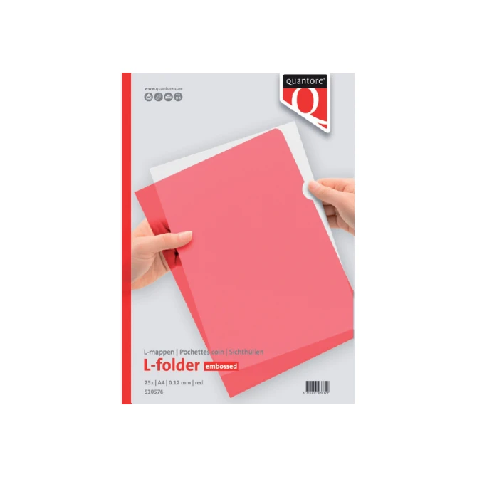 Insteekmap L-model Quantore A4 PP 0.12mm rood 25 stuks