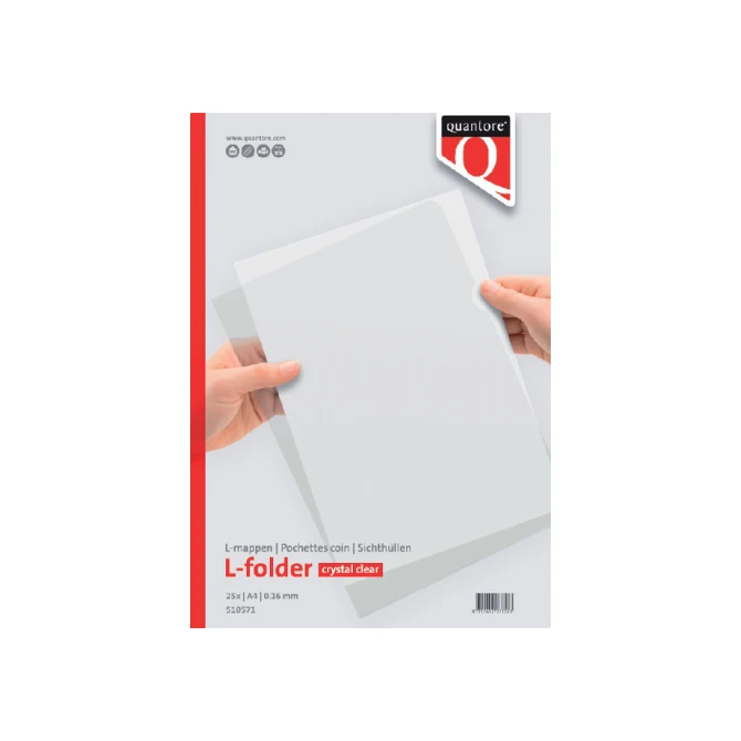 Insteekmap L-model Quantore A4 PP 0.16mm glad 25 stuks