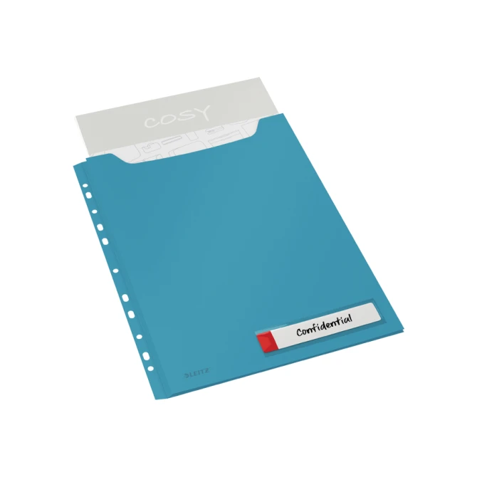 Insteekmap U-model Leitz Cosy harmonica A4 met perforatiestrip PP blauw