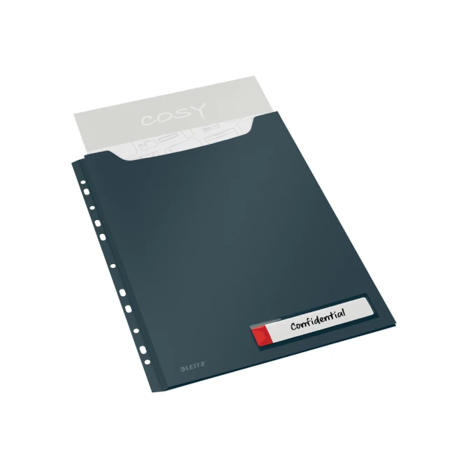 Insteekmap U-model Leitz Cosy harmonica A4 met perforatiestrip PP grijs