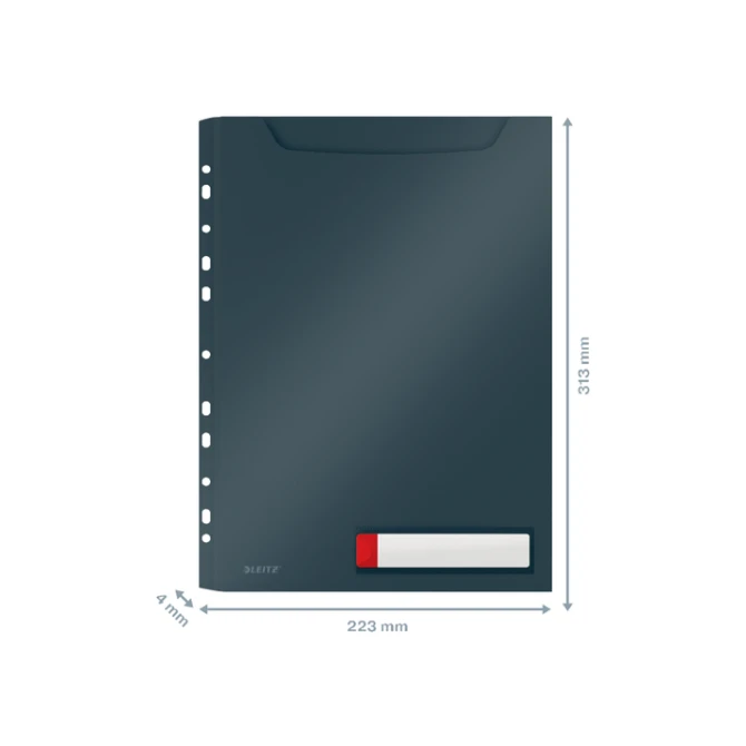 Insteekmap U-model Leitz Cosy harmonica A4 met perforatiestrip PP grijs