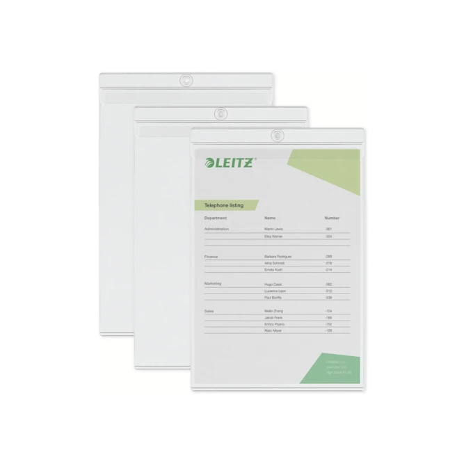 Insteekmap U-model Leitz Premium met ophangoog 0.20mm PVC A4 transparant 50 stuks